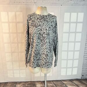 Athleta grey floral lightweight casual sweatshirt size medium